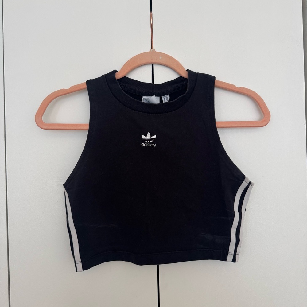 adidas Black Crewneck Tee with Trefoil Tag